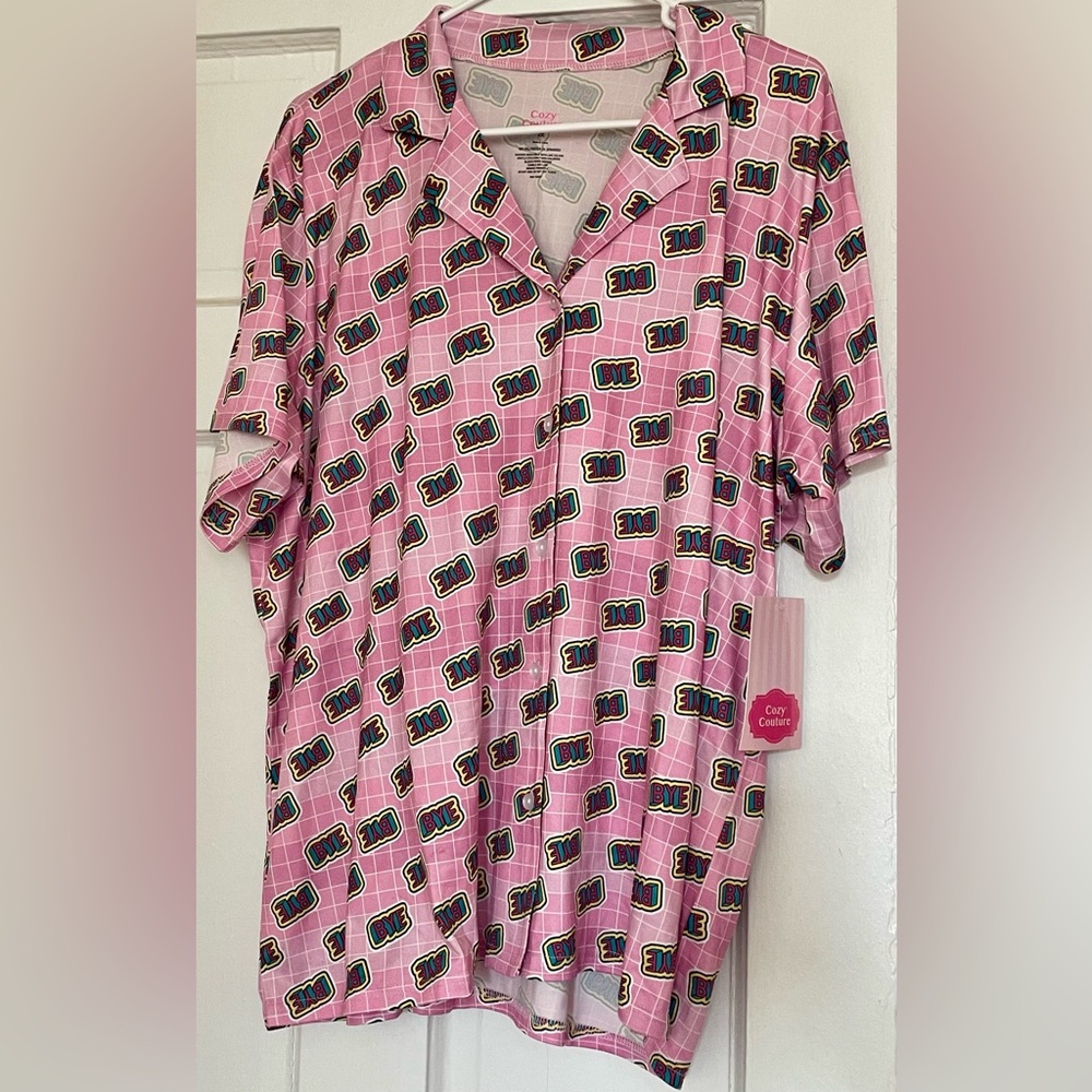 BNWT! Unbranded Sample, "BYE” 😻💖👋 short sleeve, ruffle shorts, PJs, ombre pink 💖